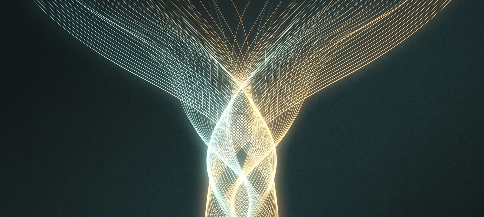 Abstract teal and gold light-streams merging — patient safety assessment with Dr. Mehmet Sürmeli, Istanbul